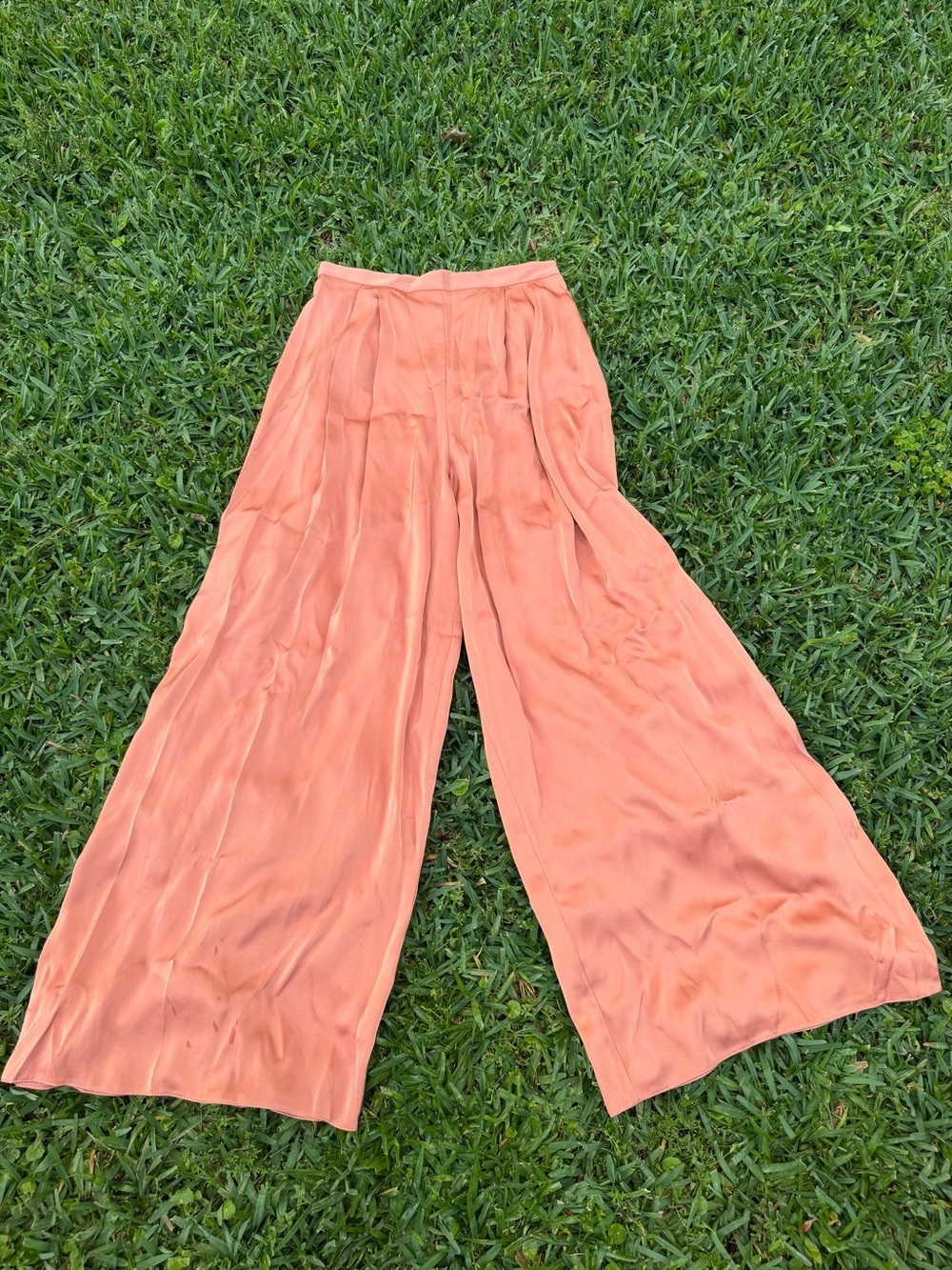ASOS Design NWT Rust Satin Wide Leg High Rise Trousers Size US 8